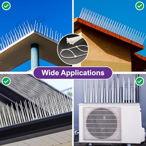 Image of Eightiz (30 Pcs with Zip Ties) Bird and Pigeon Spikes, Control Anti Bird Plastic Spikes for AC Balcony Railing Window Home Protection from Pigeon Dog Monkey Crow Kabootar Transparent(Polycarbonate)