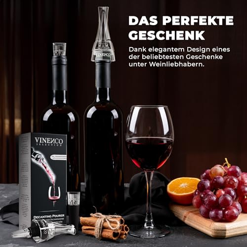 Foto von Dekantierausgießer mit Belüfter & Vakuum-Weinpumpe - Tropffreier Wein Dekanter Flaschenausgießer, glasweise Belüftung | Rotwein Dekantierer Decanter Flaschen Ausgießer Weinbelüfter Aufsatz