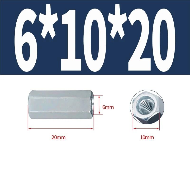 M5 M6 M8 M10 M12 M14 M16 M18 Acciaio al carbonio zincato Dadi di accoppiamento esagonali lunghi e allungati Manicotto di estensione del giunto del connettore(M18x27x55mm-1pcs)