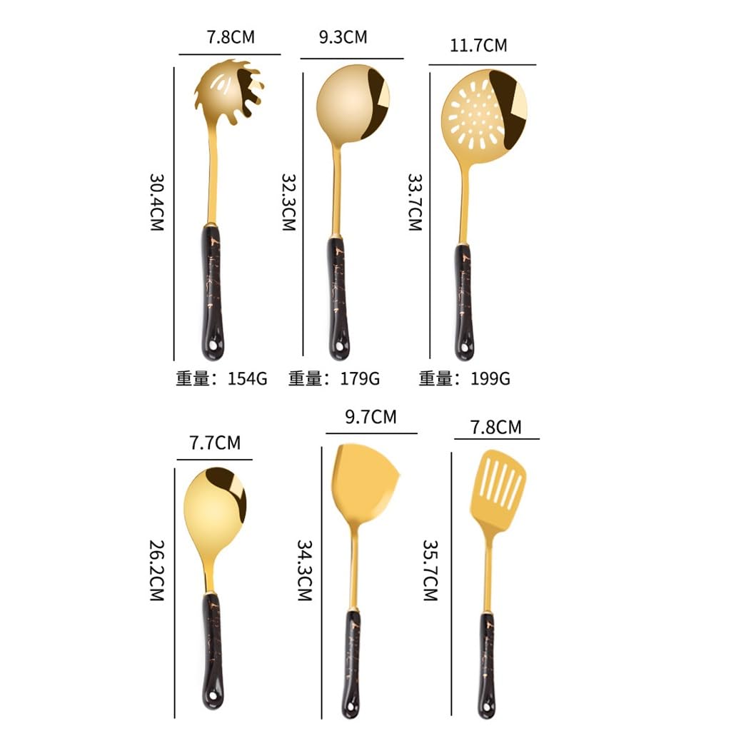 utensilios de cocina, Juego de utensilios cocina Espátula acero inoxidable con mango cerámica for cocinar Cuchara Cucharón for sopa Utensilios