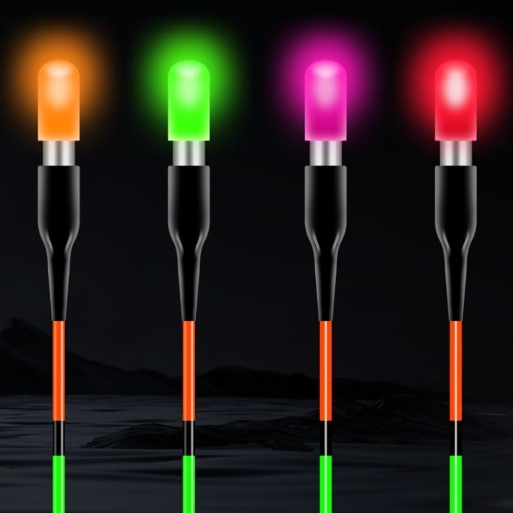 Luz LED flotante de pesca, paquete de 4 unidades para ultra brillante, visibilidad de 50 m, impermeable, brillo nocturno para pescadores (4 unidades de cuatro colores)
