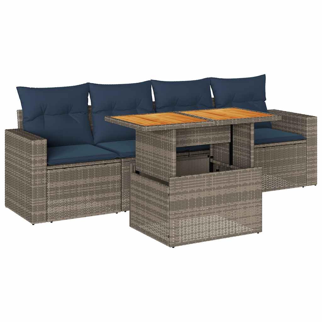 Salon de jardin 5 pcs en résine tressée pour vos soirées terrasse