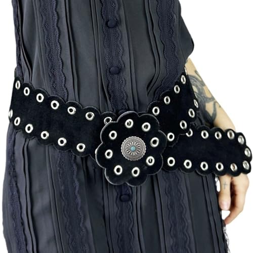 Luxurious Wide Waist Belt Decorative Featuring Eyelet Hole Detailing For Evening Parties And Weddings Wear Black Wavy Belt