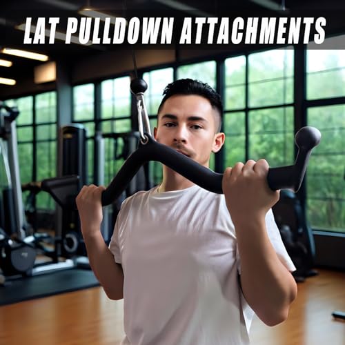 Image of BLUSLM Lat Pull Down Bar T bar Row Attachment, V Bar Tricep Lat Pulldown Attachments, Back Strength Training Bar for Home Gym Exercise Cable Machine Attachments