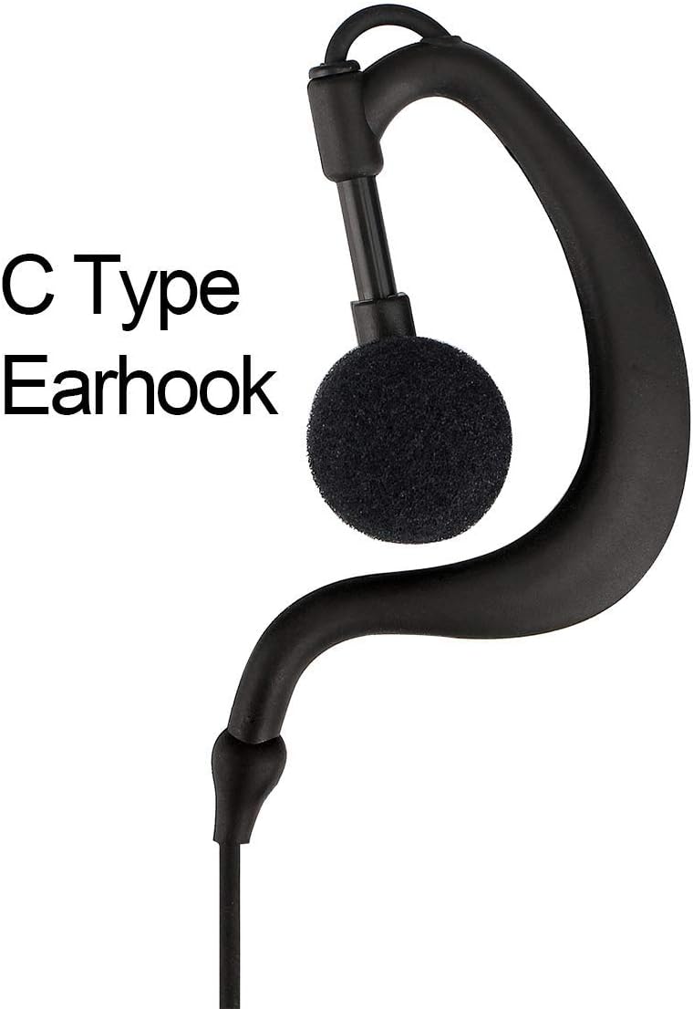 Retevis Case of 10, Two Way Radio Earpiece with Mic Single Wire Earhook Headset for RT22 RT21 RT68 RT68H H777 H777H RT86A RT86S, Compatible with Pxton Baofeng BF-888S BF-T26 Kenwood Walkie Talkies