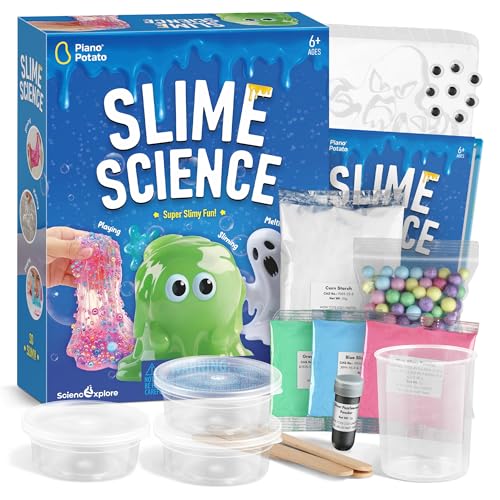 Piano Potato Slime Science Kit for Kids - DIY Slime Making Kit with 3 Colors, Ghost Mold, Foam Beads & Pearlescent Powder - STEM Educational Science Experiment Toy for Boys & Girls Ages 6+