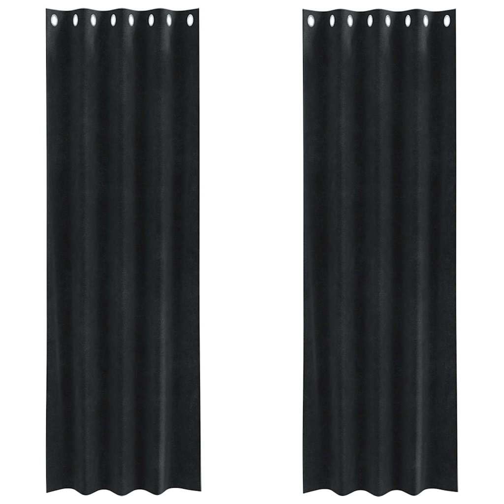 Juego de 2 cortinas opacas negras 140 x 260 cm, cortinas de terciopelo opacas para salón y dormitorio, elegantes cortinas con ojales para bloquear la luz eficaz