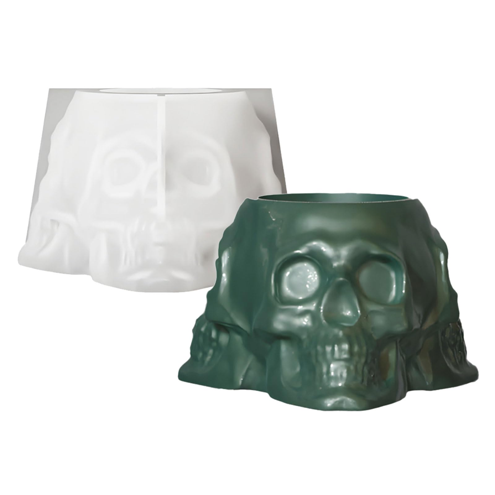 Kalttoy Skull Face Silicone Holder Molds Epoxy Resin Silicone Molds for Holder Ashtray Flower Planter Pen Concrete Art