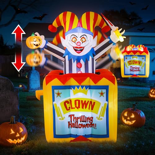 WINTS 6 FT Pop Up and Down Halloween Clown Inflatable,Carnival