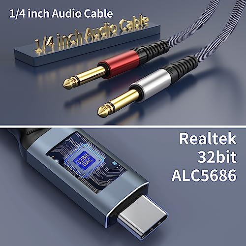 Cable USB C a audio 1/4 pulg 20ft con DAC miniatura 3