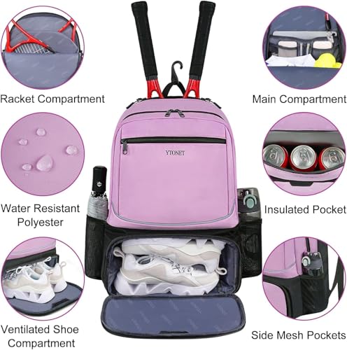 Image of Ytonet Tennis Bag Tennis Backpack for Women Men 2 Rackets