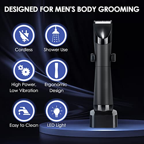 Elektrischer Intimrasierer Mann, 2 in 1 Körperrasierer Herren mit LED-Beleuchtung, IPX7 Wasserdichte Nasser /Trockener Bodygroomer, Profi Haartrimmer Rasierer Herren für den Intimbereich & Körper - Image 3