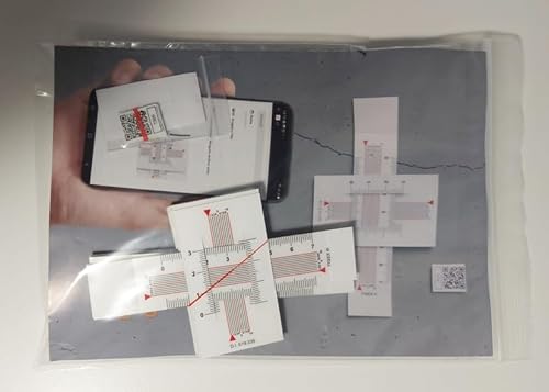 3 Stück Rissmonitor-Set gerade/winklig/Rotation, 2D-Messung, Auflösung 0,1 mm, inkl. QR-Code und mobiler App zur Risskontrolle