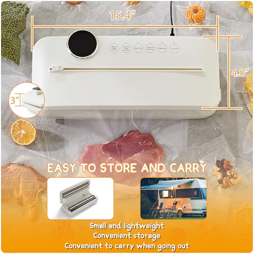 Vacuum Sealer Machine, Updated 2025 Commercial Food Sealer, 6-in-1 Food Sealer with Digital Timer, Built-in Cutter,20 Vacuum Seal Bags for Food 