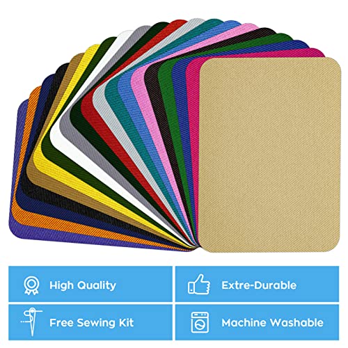 Htvront Iron On 20 Pcs Multi-Colored Fabric Patches For Clothes Repair, 20 Shades Iron Patches For Clothes, Clothing Repair Decorating Kit 3.7" By 4.9" #TOP1