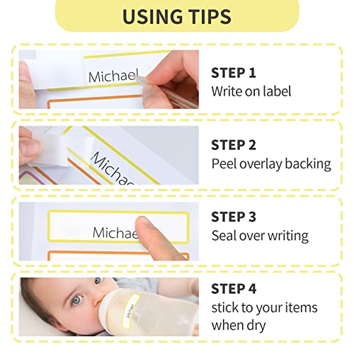 300Pcs Bottle Labels For Daycare,Waterproof Removable Name Labels, Self-Adhesive Waterproof Name Stickers For Kids, Baby, School Suppliers #TOP5