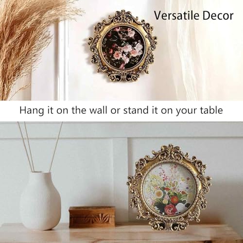 Image of 1PCS Photo Frame, Photo Frames for Table, Vintage Picture Frames with Wide Rounded Edge, Round Picture Frame for Home Decor, Small Vintage Picture Frames for Bedside and Office Display