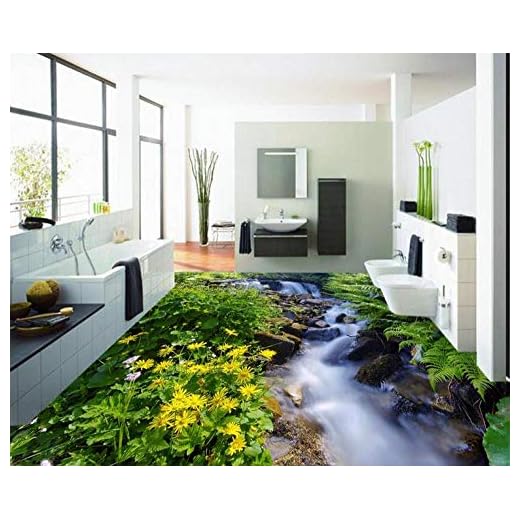 3D stereoskopisk tapet lantlig golv vinyl självhäftande foto väggmålningar blommor anpassa vattentätt trägolv för badrum – 300 x 210 cm