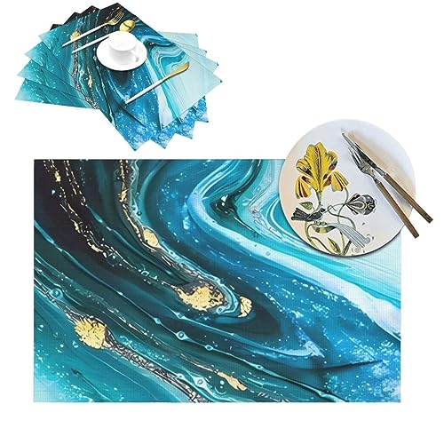 Sets de table lavables en PVC turquoise pour protéger la table des taches - 2