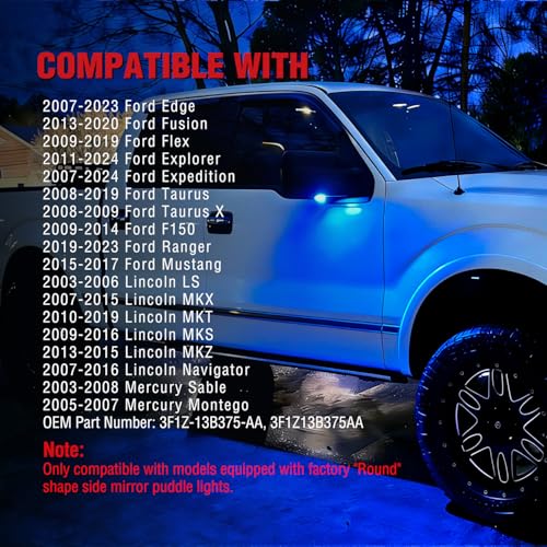 Nilight 2PCS luces LED azul para espejo lateral Ford miniatura 6