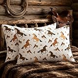 ARIGHTEX Horse Pillow Cases Kids Girls Western Style Decor Farmhouse Pillowcases Cute Brown Horse Print Pillow Covers Watercolor Horse Gifts for Women Men Standard (20' x 26') Set of 2