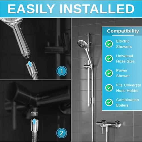 PUREAQUA Hard Water Filter Shower Head | Shower Head Filter | 15 Stage Shower Filter | High Pressure Shower Heads | 5 Spray Settings Shower Head and Hose