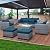 Lviden 6 Pieces Wicker Patio Furniture Sets Outdoor Conversation Set HDPE Rattan Sectional Sofa Couch with Storage Table and Peacock Blue Cushions