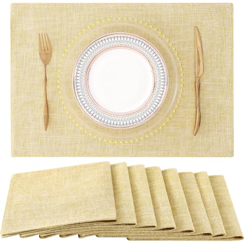 homing Faux Cotton Linen Placemats Set of 8, Cloth Dining Table Mats
