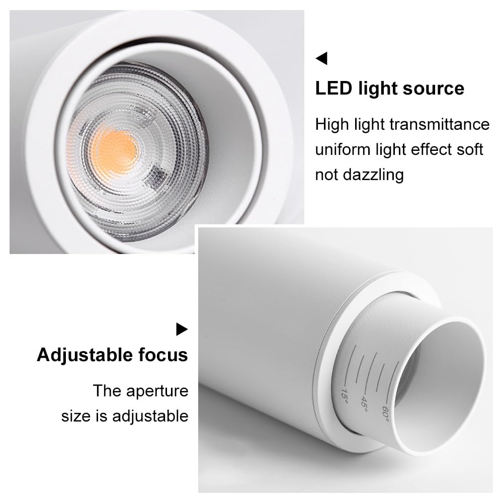 Jadssox Oprawa Sufitowa LED Zoombar Długa Rura, 7W Ogniskowanie Sufitu Kierunkowe Spoty do Salonu, Sypialni, Korytarza, Galerii, Oświetlenie Spot Zoom 15°-60°(White,80cm)