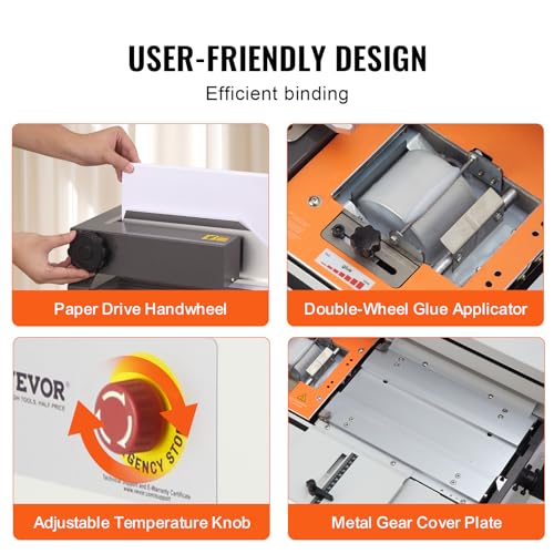 Image of VEVOR Thermal Binding Machine, 400 Sheets Capacity Hot Glue Binding Machine, Thermal Book Binder 40mm Binding Thickness A3(Short Edge) /A4 /A5 Document