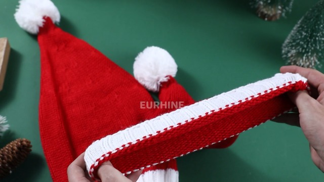 Kids Christmas Santa Hat - Red Slouchy Beanie With White Pom Pom Winter Cap