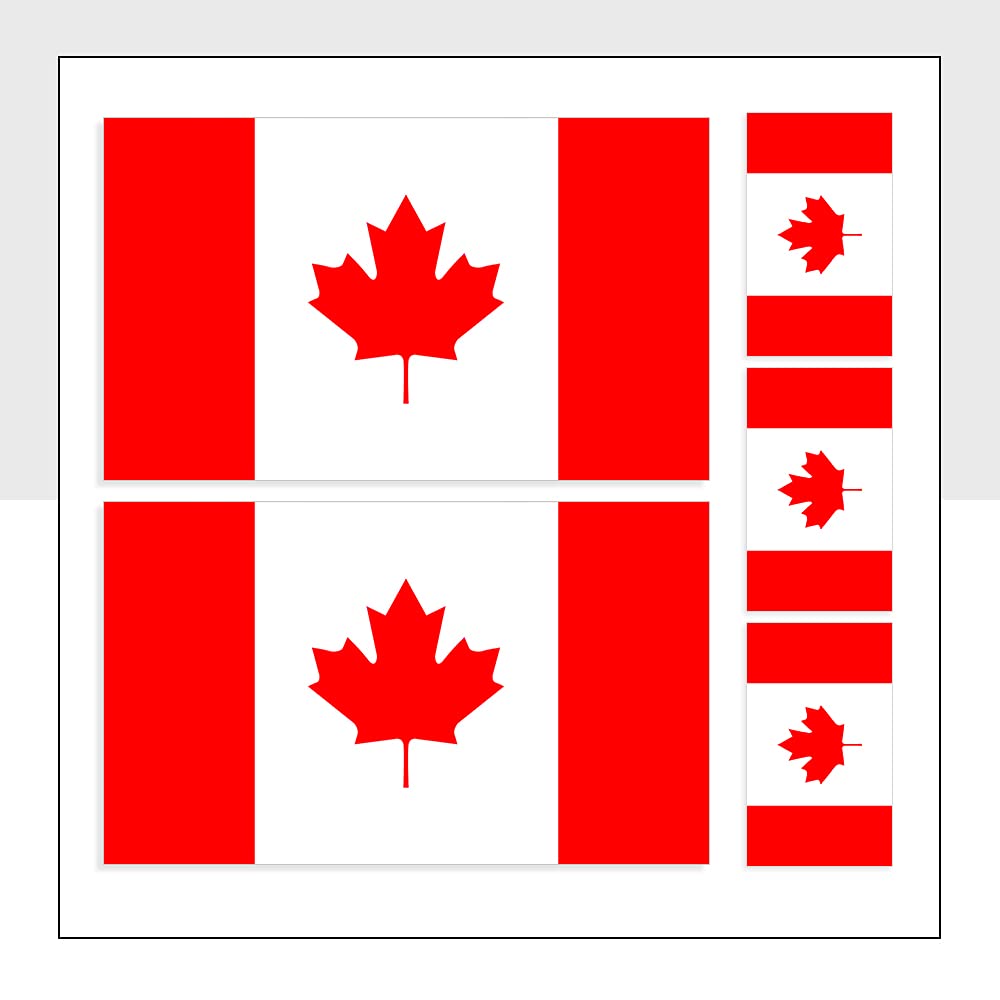 Canada Flag Stickers Waterproof CAN Labels for Bike Van Helmet Fridge Laptop Window Ipad Car Packwith® #P1102 (5 Stickers Mixed Pack A)