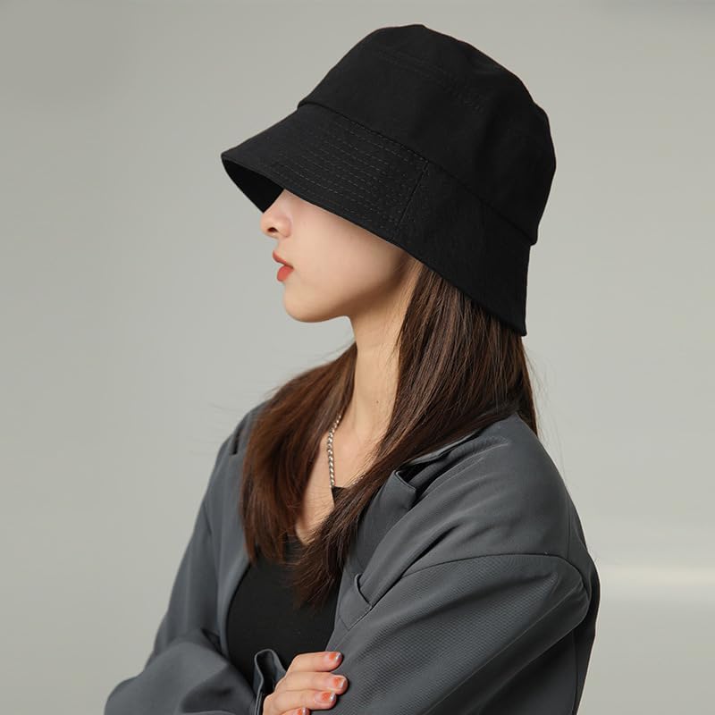Bucket hat Women's Cotton Breathable Casual UV Protection Spliced Bucket Basin hat
