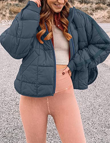 Image of LEANI Women's Oversized Lightweight Puffer Jackets Long Sleeve Zipper Short Coat with Pockets