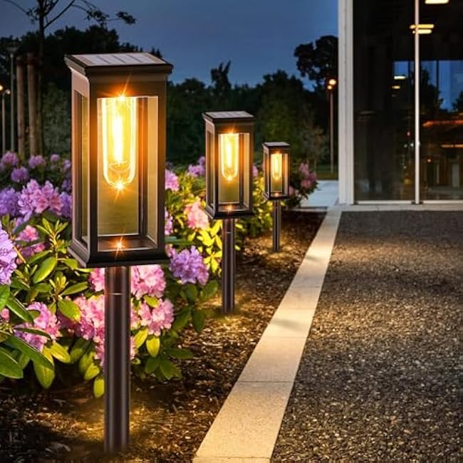 Amzxart 8 Pack Solar Pathway Lights,Bright Solar Outdoor Lights Waterproof,Auto-on/Off Pathway Light Solar Powered for Lawn Yard Patio Garden Outdoor Decoration