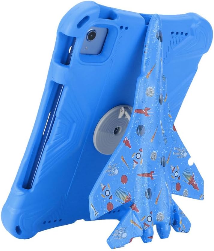 Generic case Compatible with iPad Air 2 (Color : Colorful Yellow) Kids Hard Silicon Back Case Rotate Stand Cover image 4