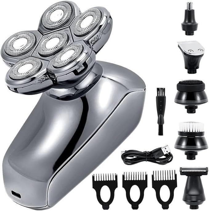 Electric Shavers for Bald Men 6in1 Electric Razor Electric Shaver USB Rechargeable Shaving Machine for Men Beard Razor