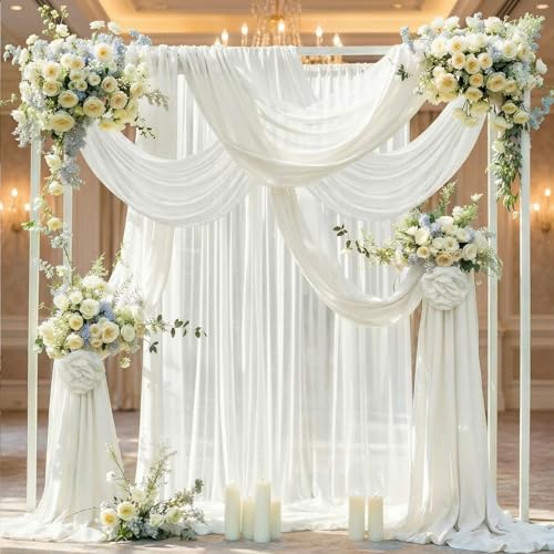 Cantonnière Décorative en Tulle Blanc Transparent, 75×800cm Voilage Drapé Romantique pour Arche de Mariage Rideau Suspendu Élégant pour Décoration de...