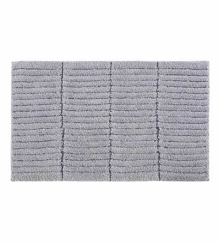 Image of Obsessions Soft & Plush Bath Mat | Quick Dry, Stain & Skid Resistant | Luxuriously Soft, Long Lasting Color | TPR Latex Backing, Size 50x80 cm, Silver & Grey