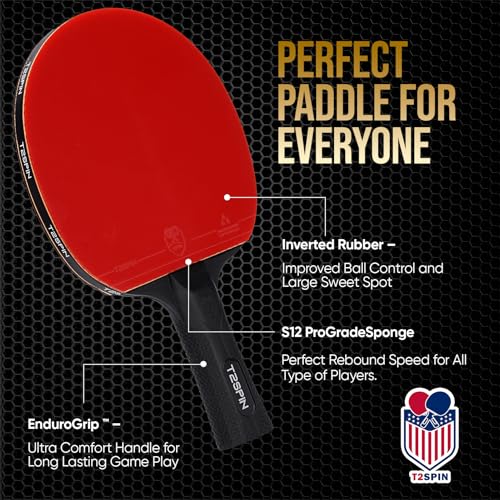 image for T2SPin Ping Pong Paddles Set of 2 with 3 Balls- Hi-Performance Table T