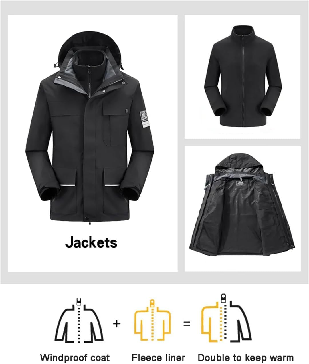 Hcclijo Men Winter Waterproof Keep Warm Snow Fleece Jacket Pants Windproof Outdoor Mountain Snowboard Wear Set