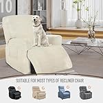 Recliner Covers, Stretch Reclining Chair Covers, Recliner Sofa Slipcovers Stripe Jacquard Recliner Couch Covers Furniture Protector Covers for Pet Kid Good Choice for All Seasons (Beige) - Image 4