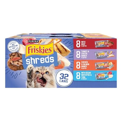 Purina Friskies Gravy Wet Cat Food Variety Pack, Savory Shreds With Beef, Turkey and Cheese Dinner, Chicken and Salmon Dinner, With Ocean Whitefish and Tuna - (Pack of 32) 5.5 oz. Cans