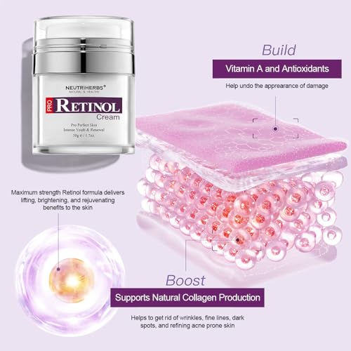 Neutriherbs Retinol Cream for Face,Night Facial Moisturizer Rich Vitamin A,Reduce Fine Lines and Smooth Wrinkles, Anti Aging Skincare - 1.7 fl.oz — view 6