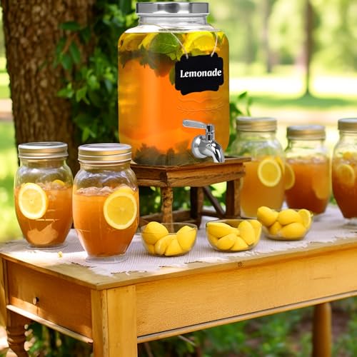 Moretoes 1 Gallon Glass Drinks Dispenser for Parties, Beverage Dispenser for Juice and Iced Tea, Airtight Sun Tea Glass Jar for Outside, Party Essential Beverage Pitcher with Spout by Moretoes - Used condition - Image 7