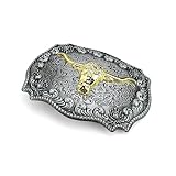 【Einzigartiges Design】 Gürtelschnalle ist mit einem dreidimensionalen goldenen Stierkopf integriert, einzigartiges Design, das Ihrer Kleidung eine einzigartige Note verleiht.