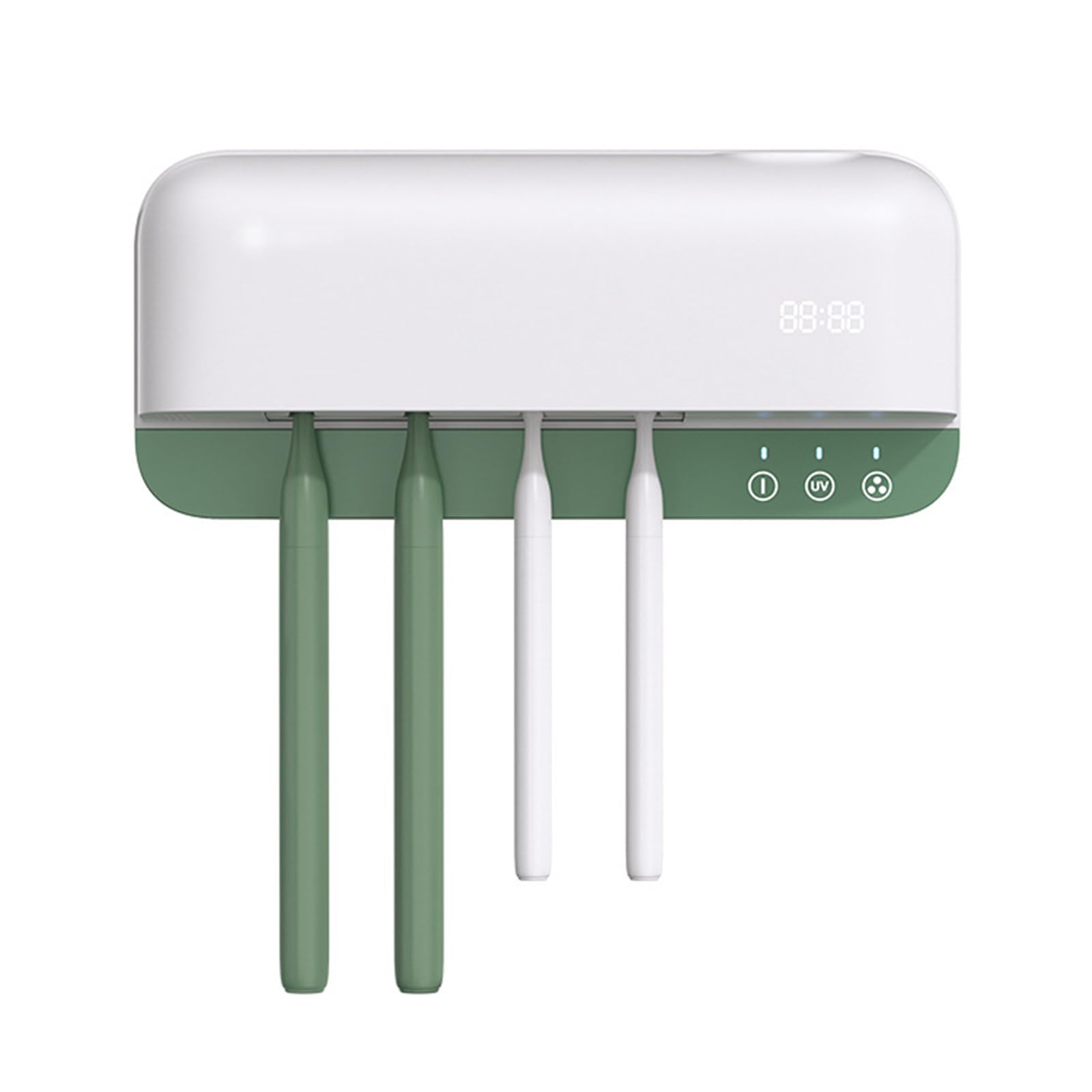 Soportes de cepillo de dientes montados en la pared para baño, esterilización Uv de secado inteligente, estante de almacenamiento sin perforaciones, soporte para cepillo de dientes,White