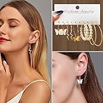 KISS WIFE Gold Plated Jewelry Set for Women with Multi Layered Necklaces, Stackable Bracelets, Knuckle Rings, Hoop Earrings Sets, Fashion Outfit Accessories Jewelry Packs, Gifts for Women - Image 4