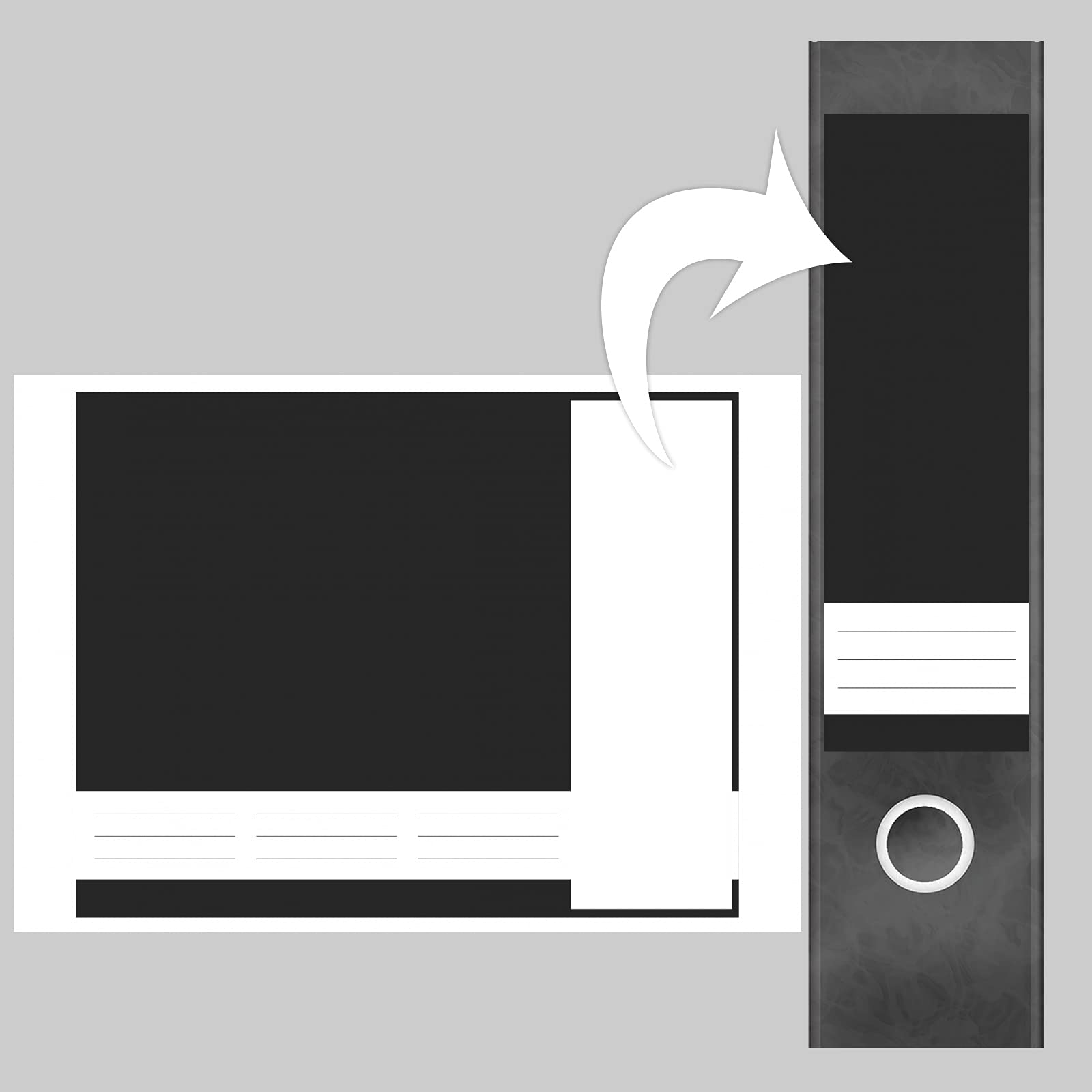 Selbstklebende Ordnerrücken Etiketten Grau Design Büro Ordneretiketten Grau  - 4er Set Für Breite Ordnerrücken | Selbstklebend \u0026 Stylisch Ordner A4  Breit Weiß, image size:1600x1600