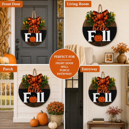 Image of Fall Wreaths for Front Door Thanksgiving Wreath Harvest Pumpkin Autumn Decor (Fall Wreath)